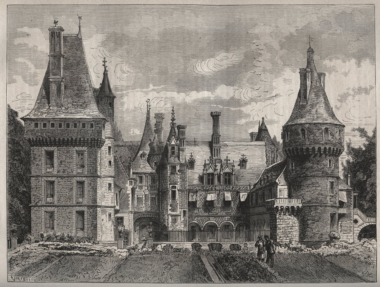 Das Schloss von Maintenon, Eure et Loir, Centre, Frankreich (Stich aus dem 19. Jahrhundert) von Unknown artist