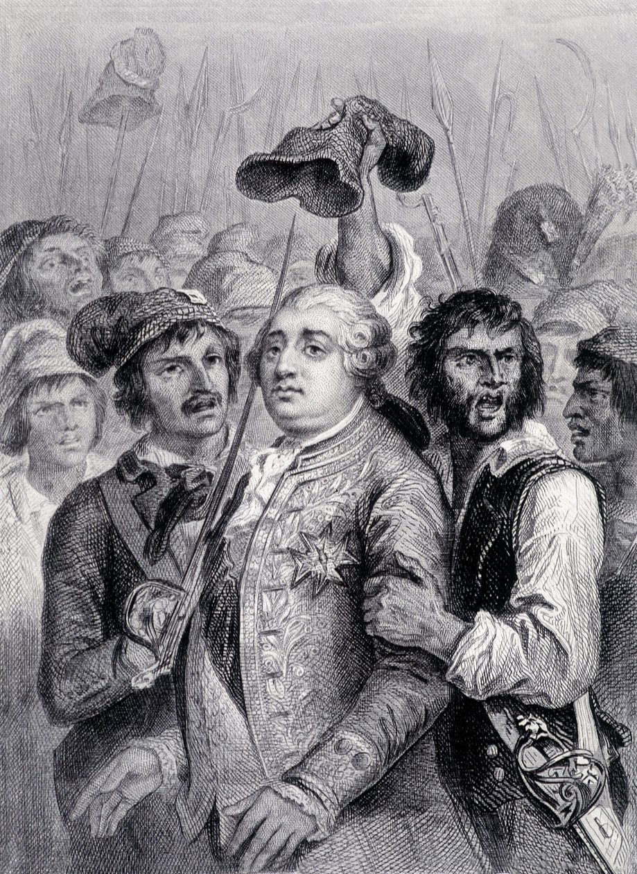 Das Volk in den Tuilerien, Louis XVI mit der phrygischen Mütze, 20. Juni von Unknown artist