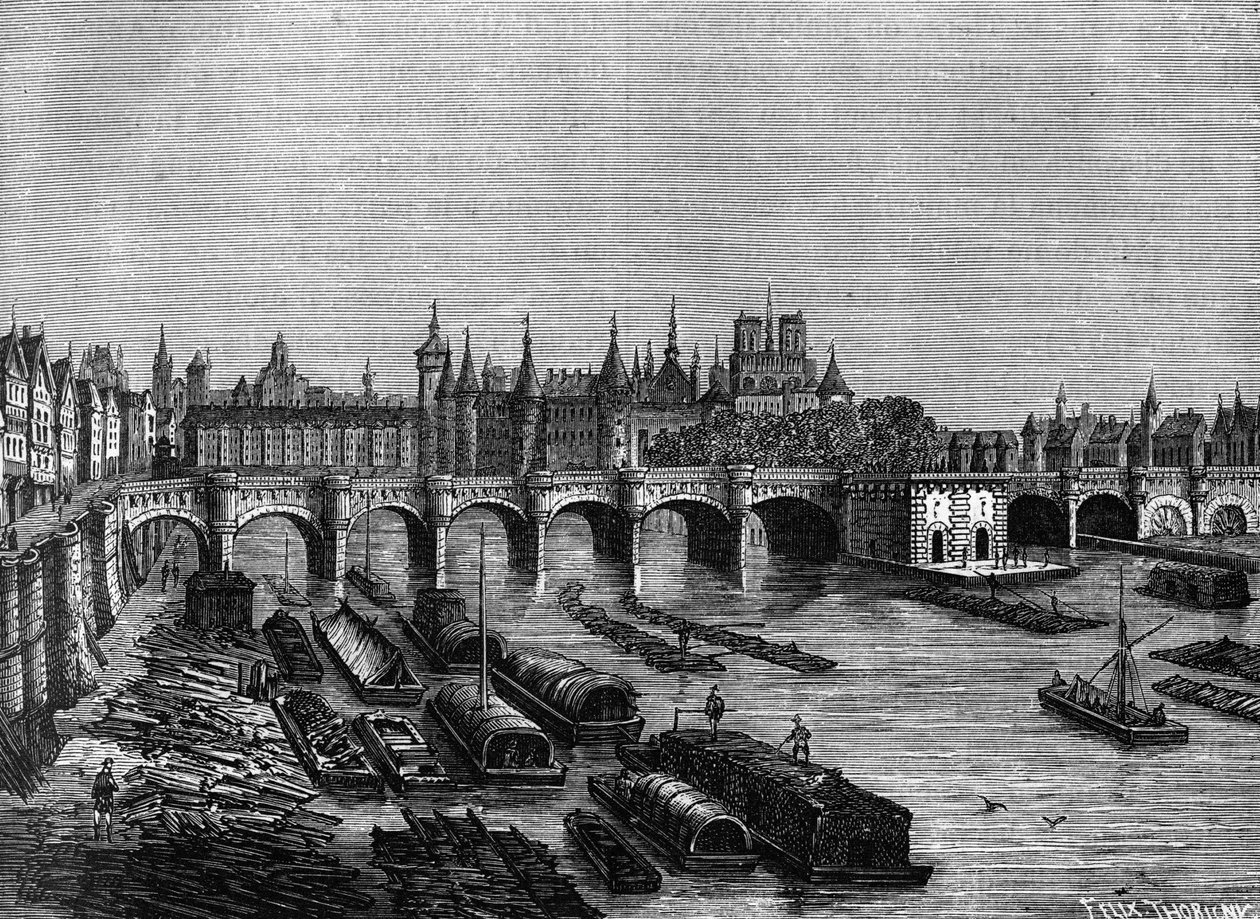 Le pont Neuf in Paris unter Heinrich III - in „Histoire de France“ von Henri Martin (Gravur des 19. Jahrhunderts) von Unknown artist