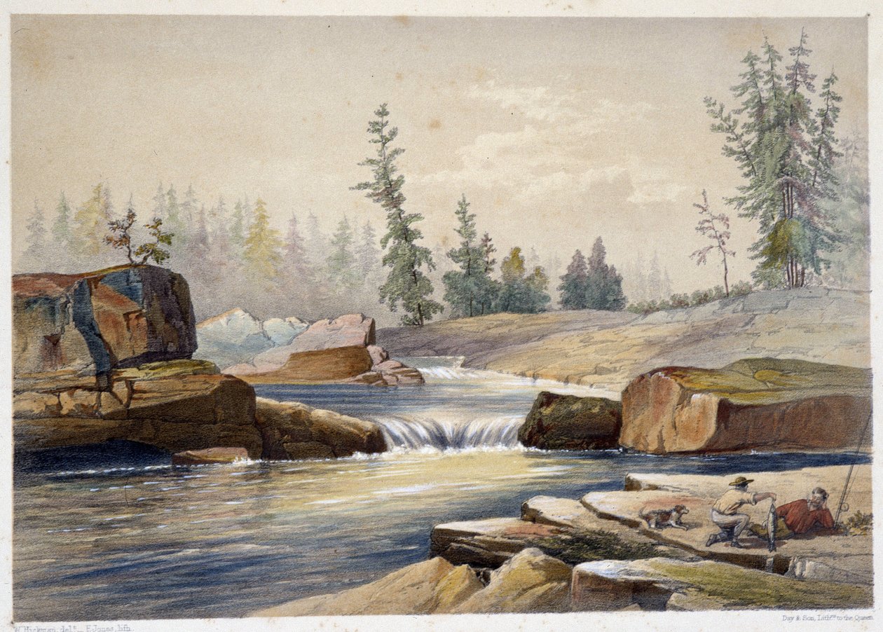 Die Papineau-Wasserfälle - in „Sketches on the Nipisaguit, a River of New Brunswick in America“ von William Hickman, ed. Halifax von Unknown artist