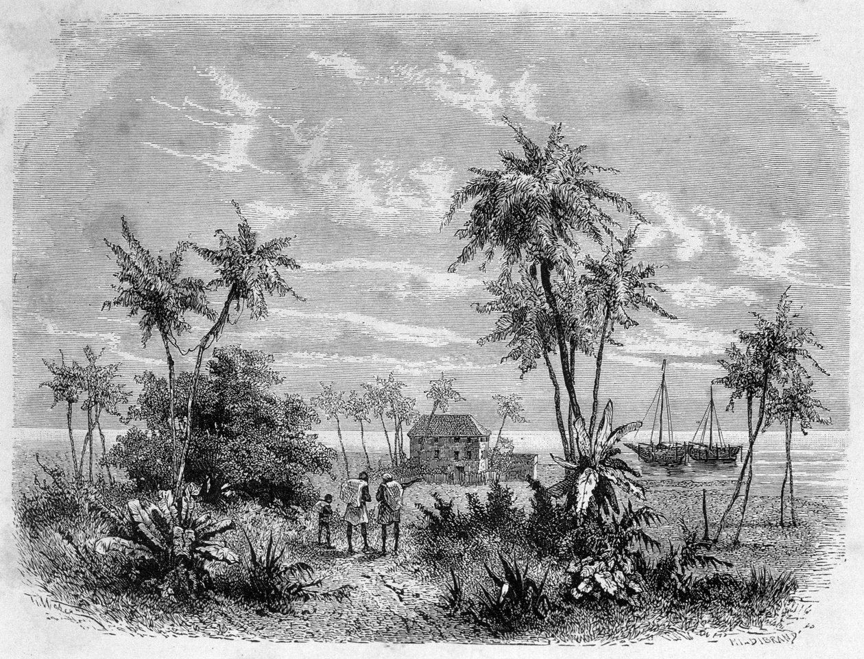 Livingstones Haus in Sansibar - „Livingstones letzte Reise 1866-1873“ in „Rund um die Welt“, 2. Halbjahr 1875 von Unknown artist
