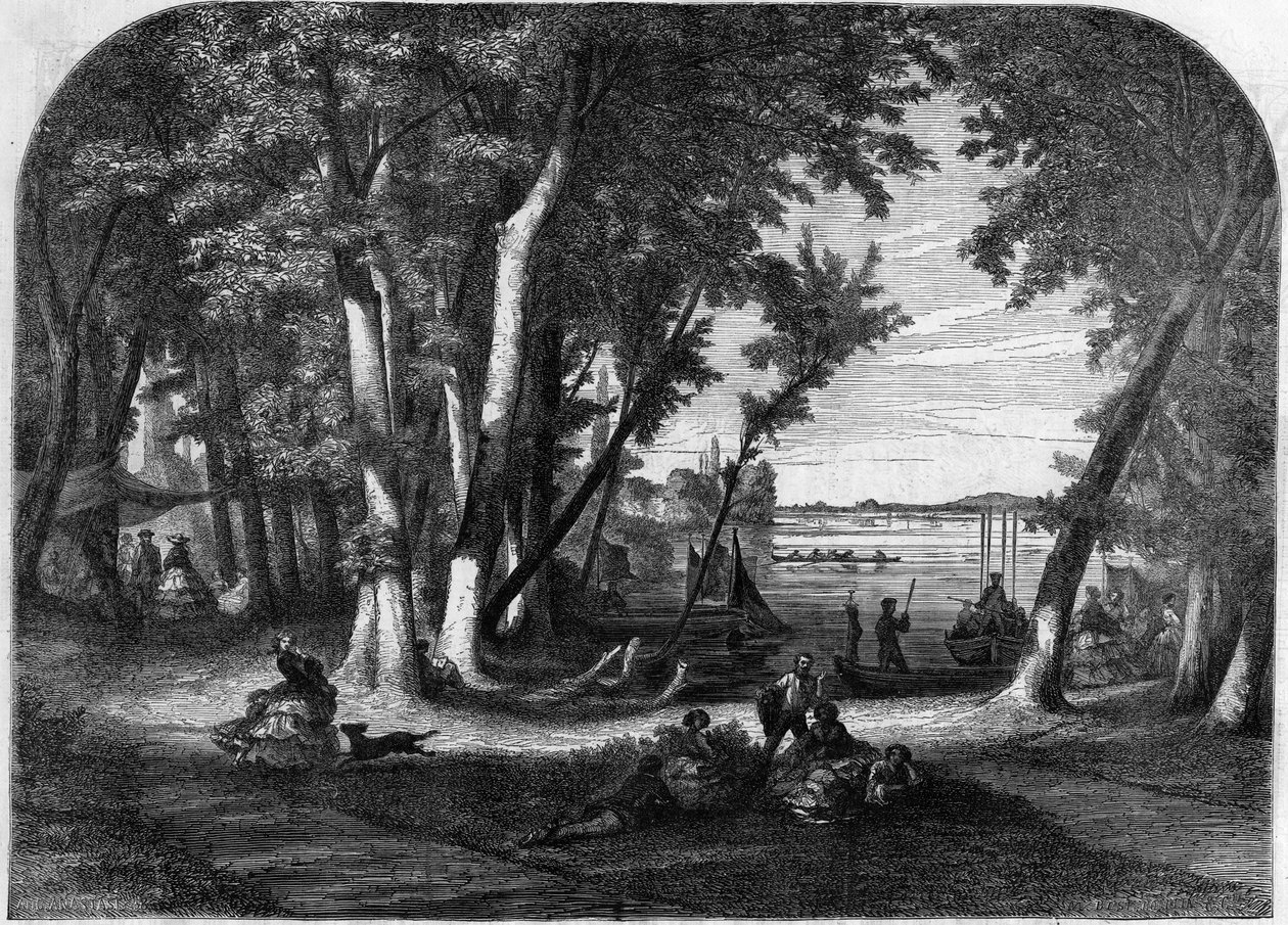 Die Insel Croissy, im Sommer - Gravur in „Le Journal Illustré“ von Unknown artist