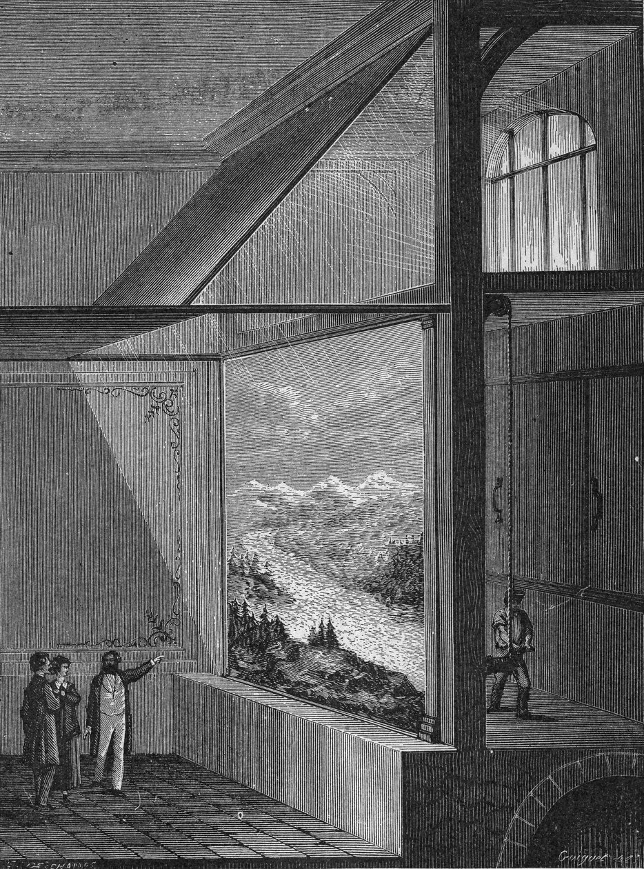 Louis Daguerre führte eine Demonstration des Dioramas und der Malweise durch von Unknown artist
