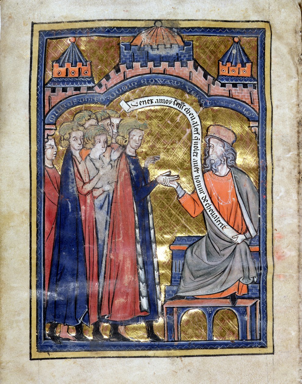 Vegitius empfängt den jungen Prinz Edward und seine Gefährten, ca. 1270 von Unknown artist