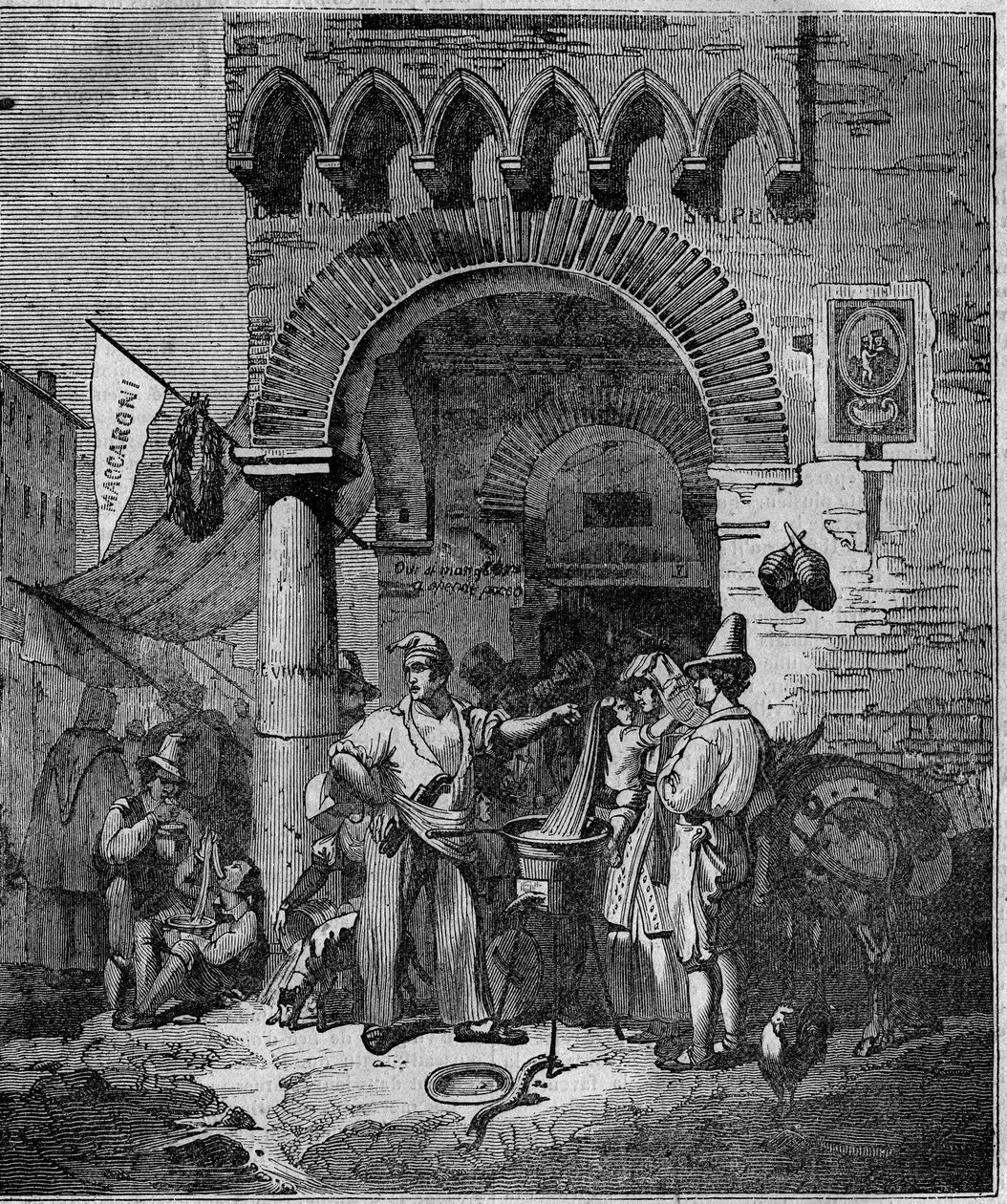 Macaroni-Nudelverkäufer in Neapel im 19. Jahrhundert. von Unknown artist