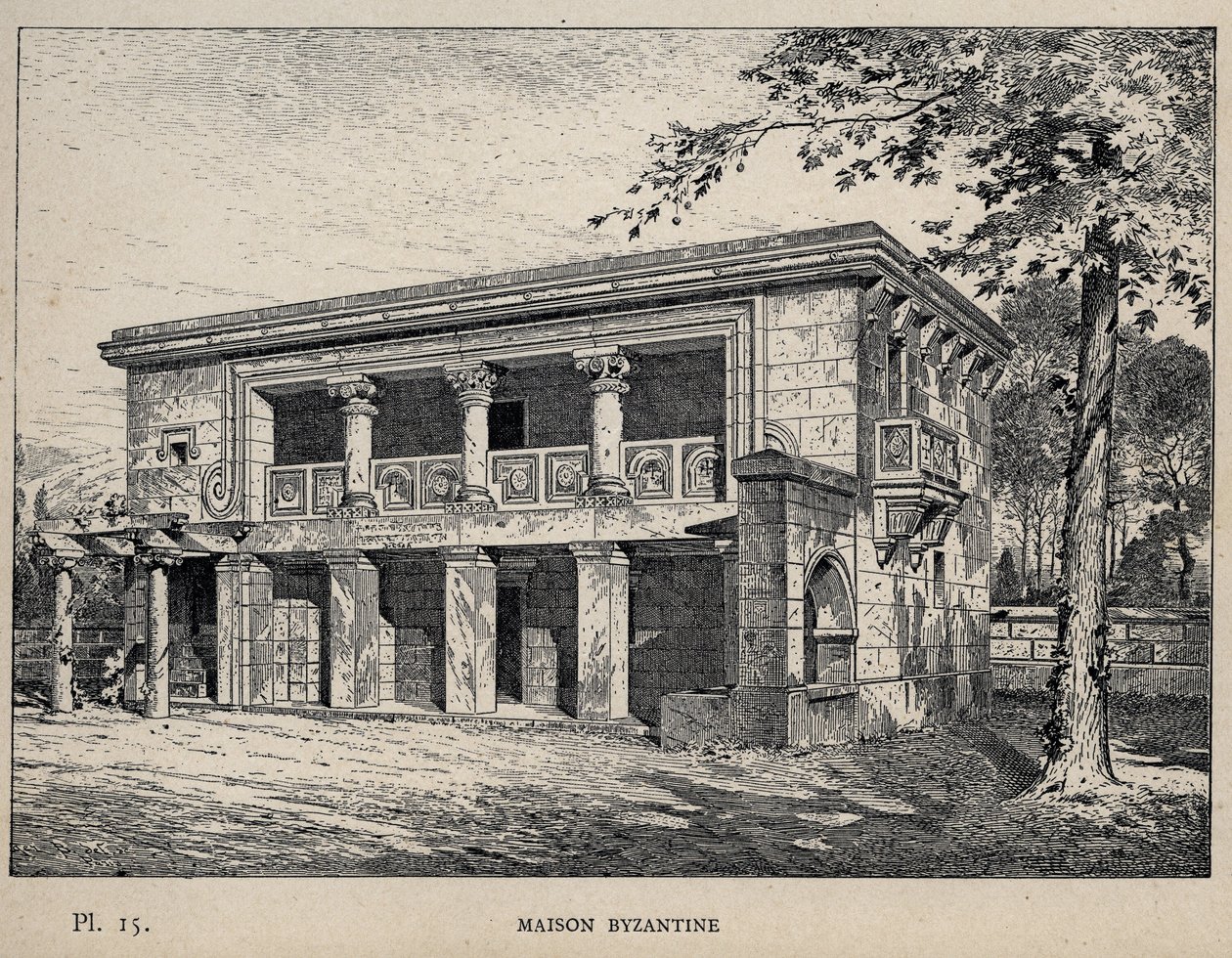 Byzantinisches Haus - Gravur von 1889 in „Histoire de l