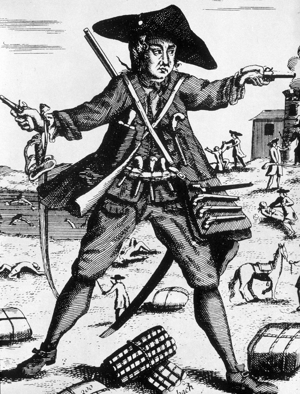 Mandrel Waffe zu Zähnen - Gravur von Unknown artist