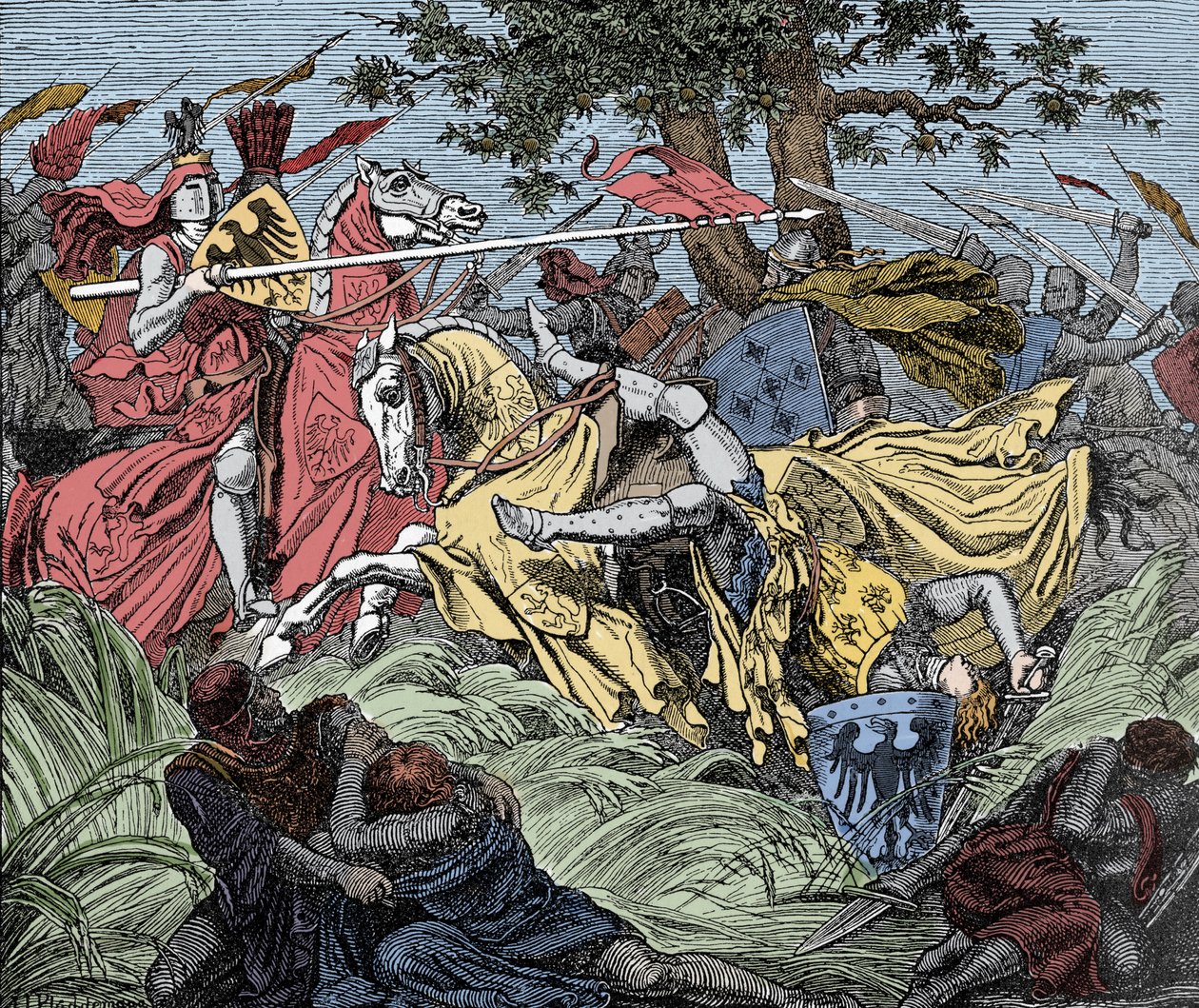 Manfred im Kampf getötet - Schlacht bei Benevent (26. Februar 1266): der Tod von Manfred I. (von Hohenstaufen) von Unknown artist