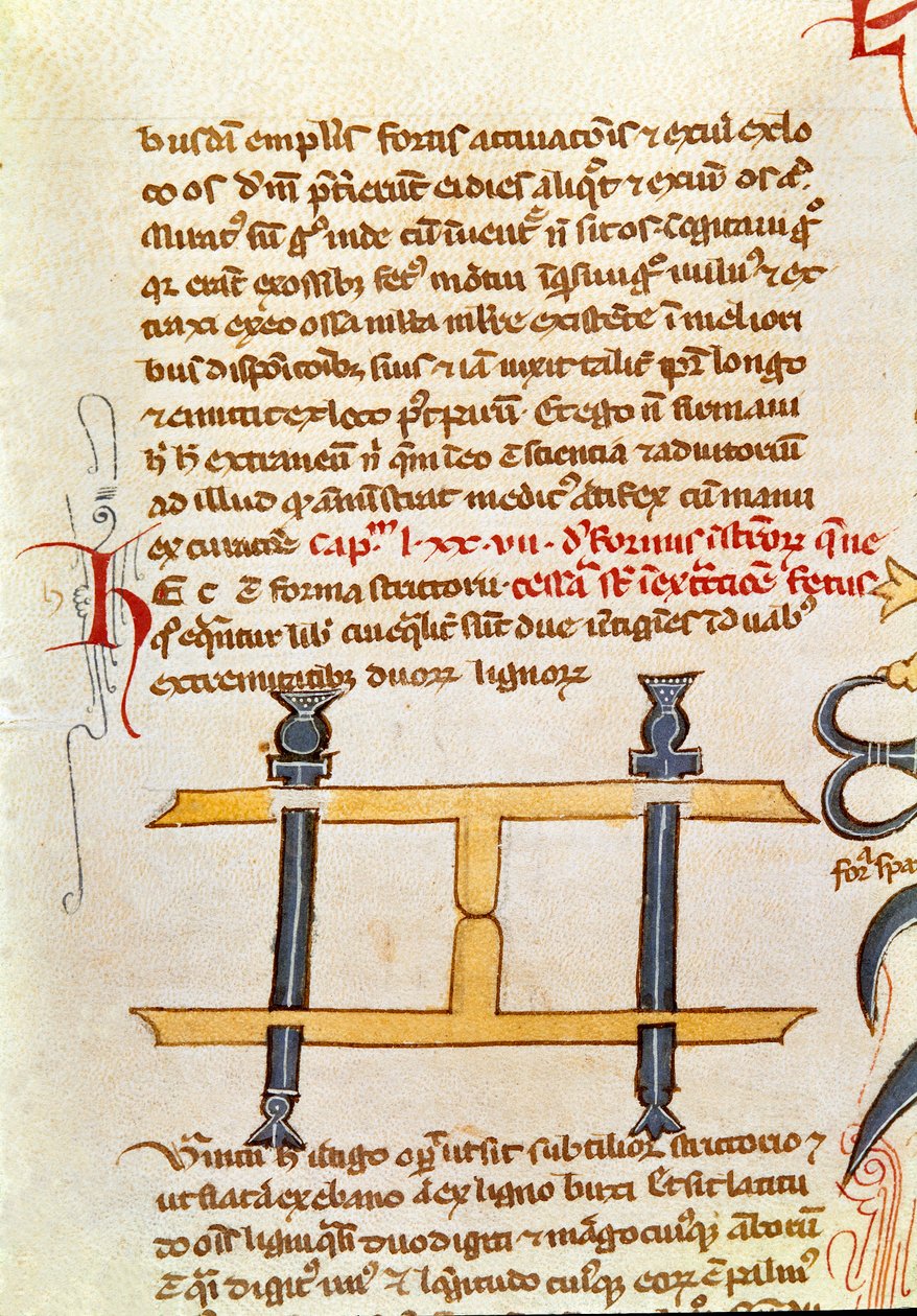 Manuskriptseite „Chirurgie“ von Guillaume de Salicet (Guglielmo da Saliceto) (1207-1270) Mönch und Arzt von Unknown artist