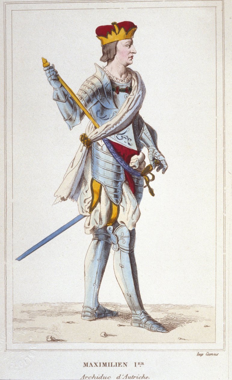 Maximilian I. (von Habsburg), Erzherzog von Österreich, König der Römer und deutscher Kaiser (1459 - 1519). Gravur von 1830 von Unknown artist