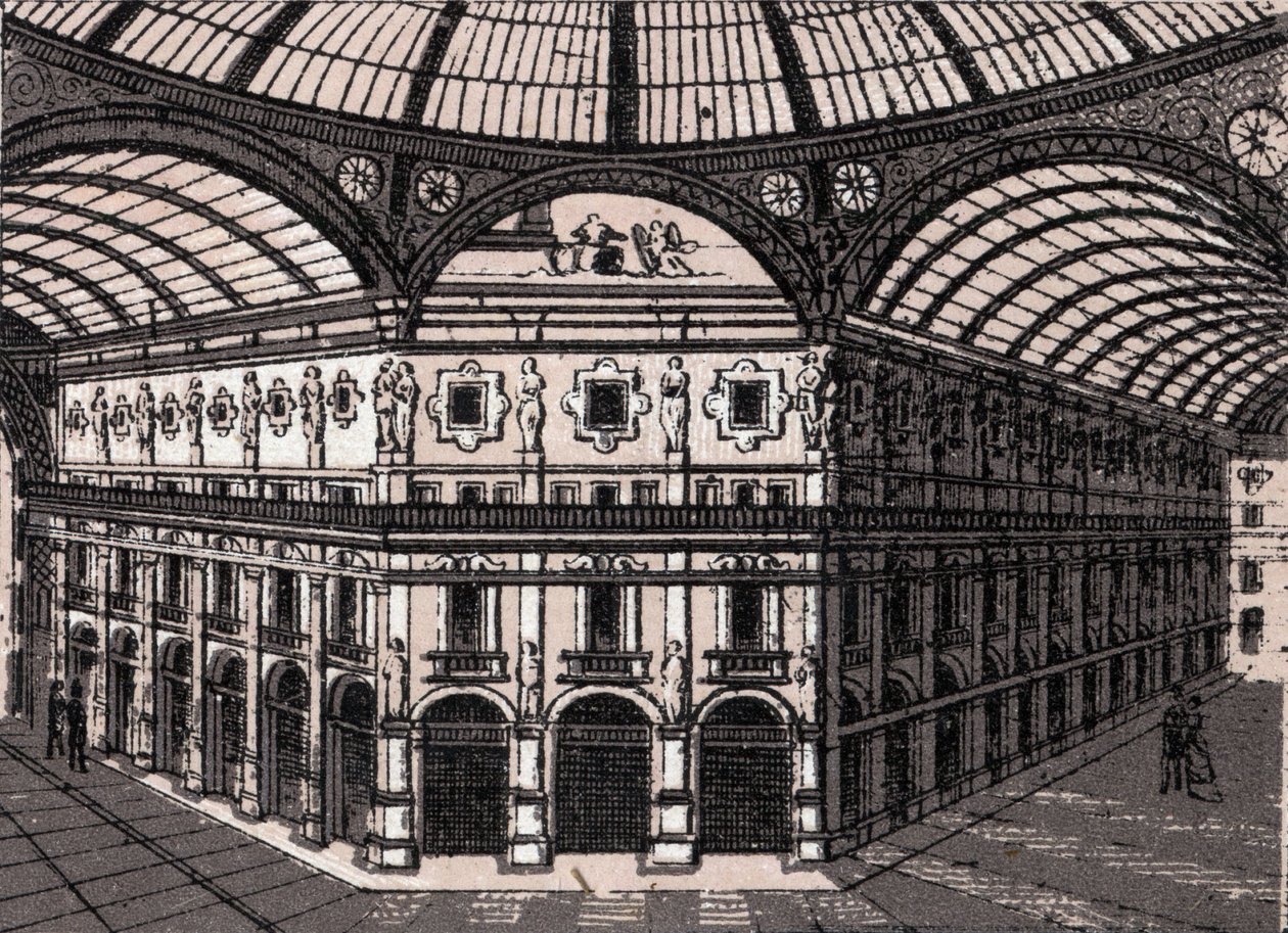 Mailand, Italien: Blick auf die Galleria Vittorio Emanuele. in „Die Welt illustriert 168 Ansichten“. Undatiert (spätes 19. Jahrhundert) von Unknown artist