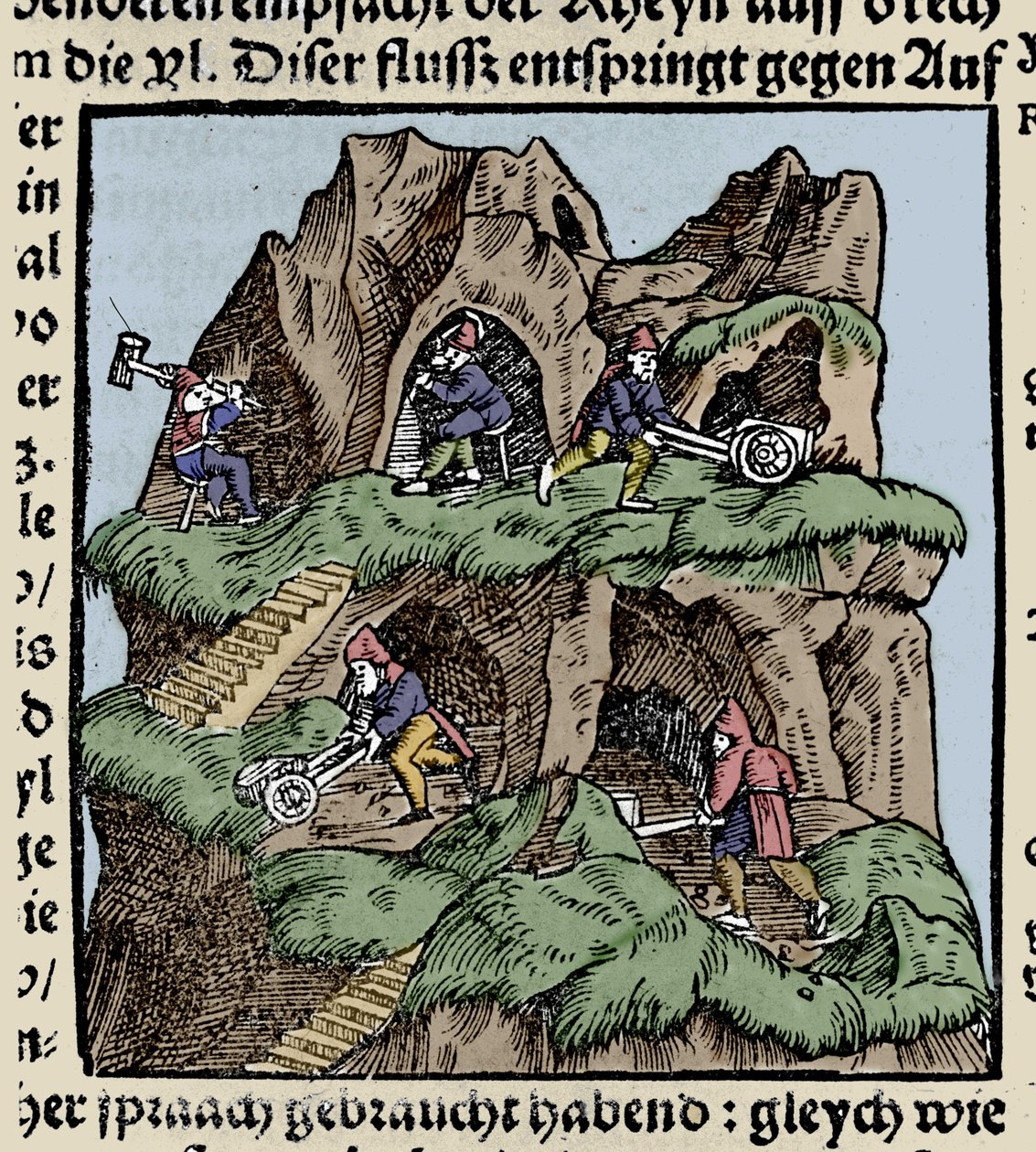 Bergwerke im 15. Jahrhundert. Stich aus Johann Stumpffs „Den Edlen Strength Besten Fromen“, Anfang 16. Jahrhundert von Unknown artist