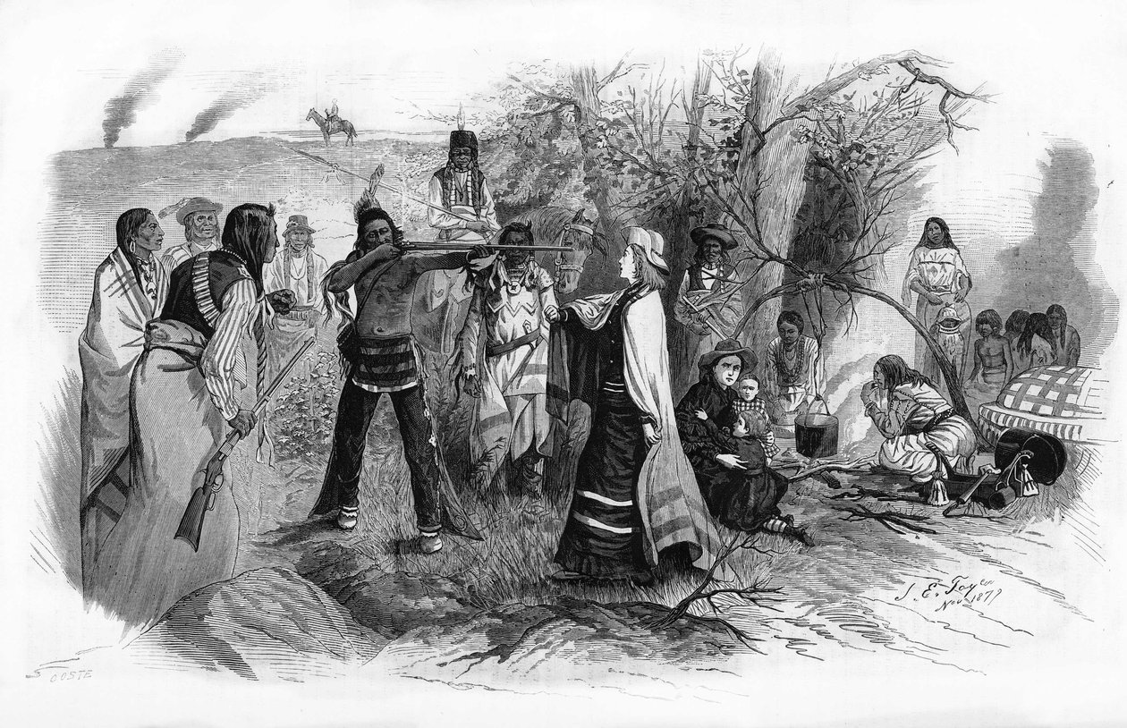 Miss Josephine Meeker, gefangen genommen mit ihrer Mutter durch die amerikanischen Indianeraufstände im Jahr 1880. von Unknown artist