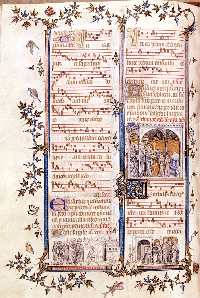 Missale von Saint Denis, um 1350. Miniatur, die Clotaire und Dagobert darstellt. von Unknown artist
