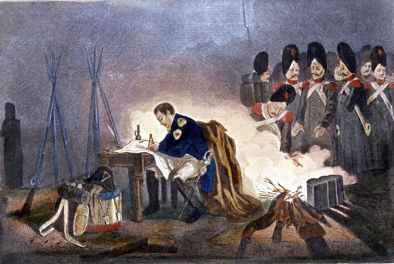 Napoleon I. in der Schlacht von Bautzen (Deutschland). 20.-21. Mai 1813. Gravur 19. Jahrhundert Mailand von Unknown artist