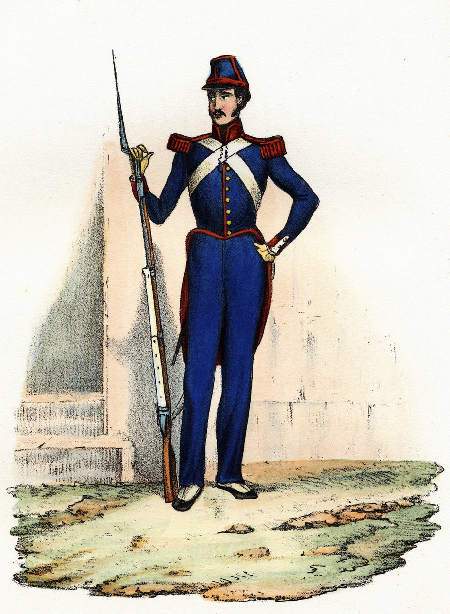 Nationalgarde oder Afrikanische Miliz von Algier, 1830 von General Clausel der französischen Armee Afrikas gegründet, um die Ordnung in der Stadt zu gewährleisten. In „Storia d