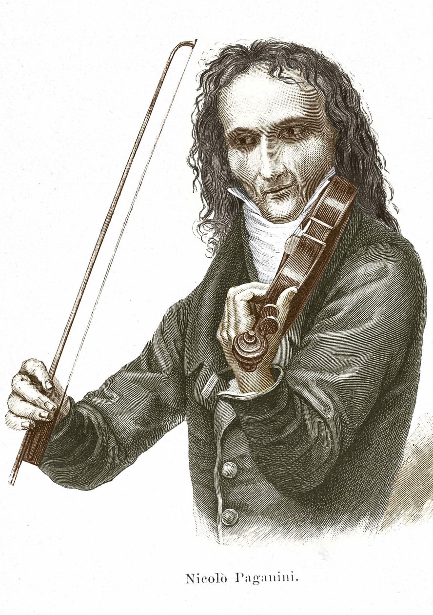 Niccolò Paganini (1782 - 1840) spielt auf seinem Stradivarius (Violine von dem italienischen Geigenbauer Antonio Stradivari) von Unknown artist