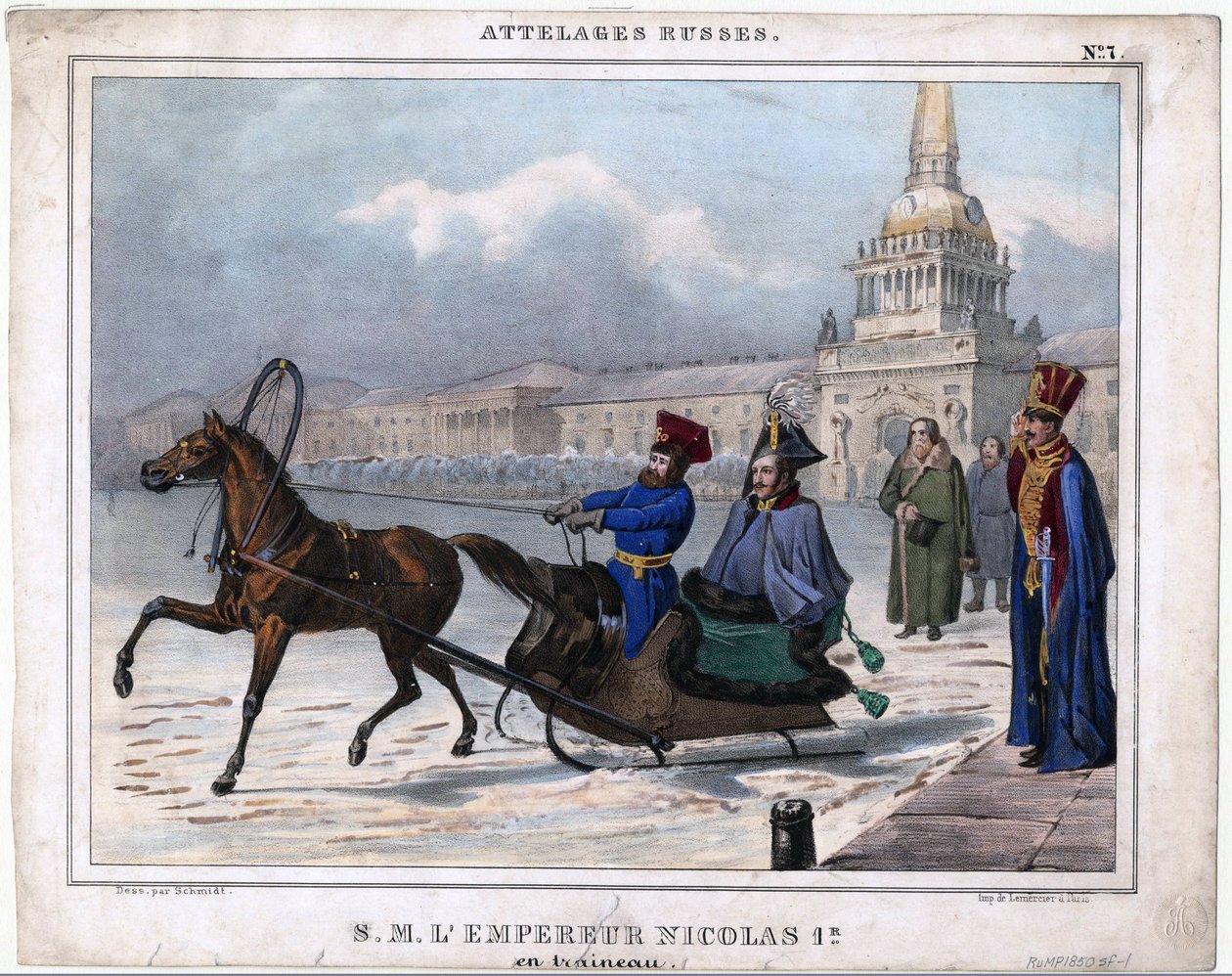 Nikolaus I. von Russland in einem Schlitten von Unknown artist