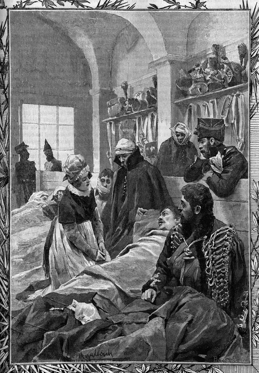 Krankenschwester Marguerite Favet behandelte die Verwundeten im Feldlazarett während des Krieges von 1813 gegen die Deutschen von Unknown artist