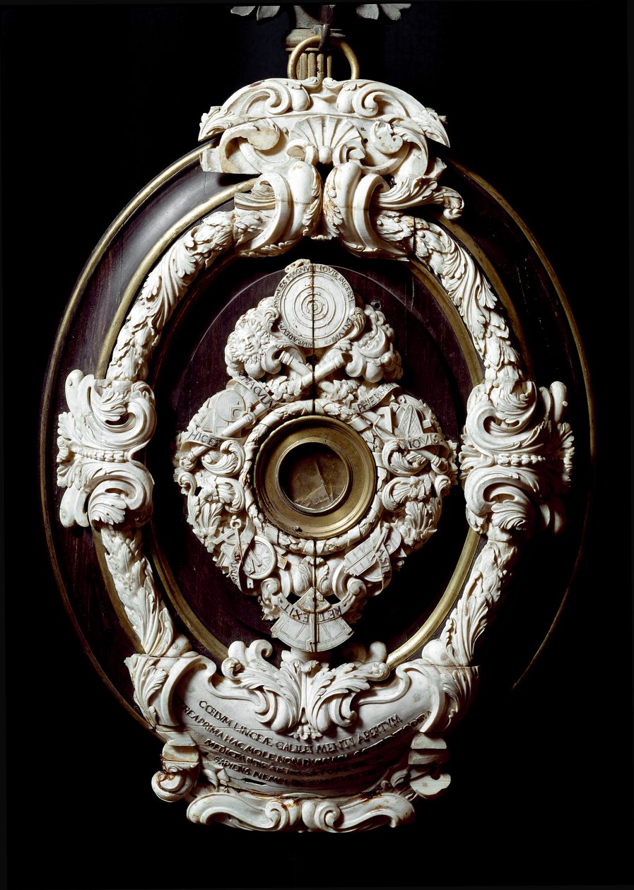 Objektivlinse des astronomischen Aufsatzes von Galilei oder Galileo Galilei. 1609-1610. Museo di Storia della Scienza, Florenz von Unknown artist