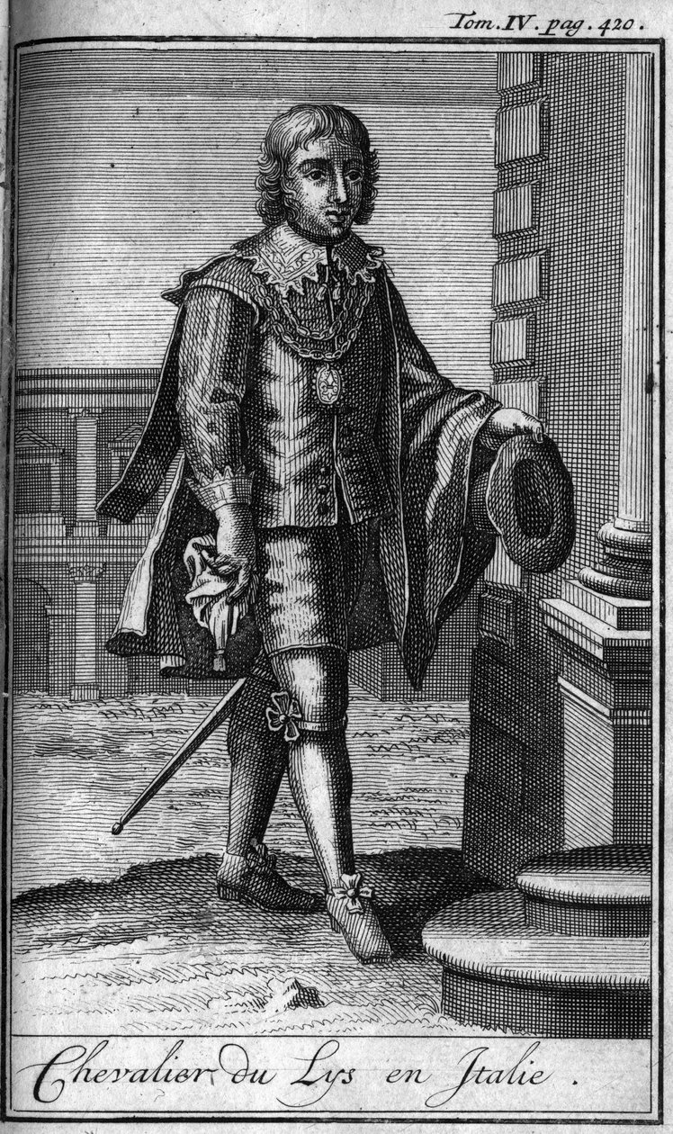 Ritterorden. Ritter der Lilie in Italien. In „History of military orders or knights, of the secure and routine militias of both sex, which have been established so far. Edition taken from Abbe Giustiniani, R.P.Bonani, M. Herman, Schoonebeek, R.P.H von Unknown artist