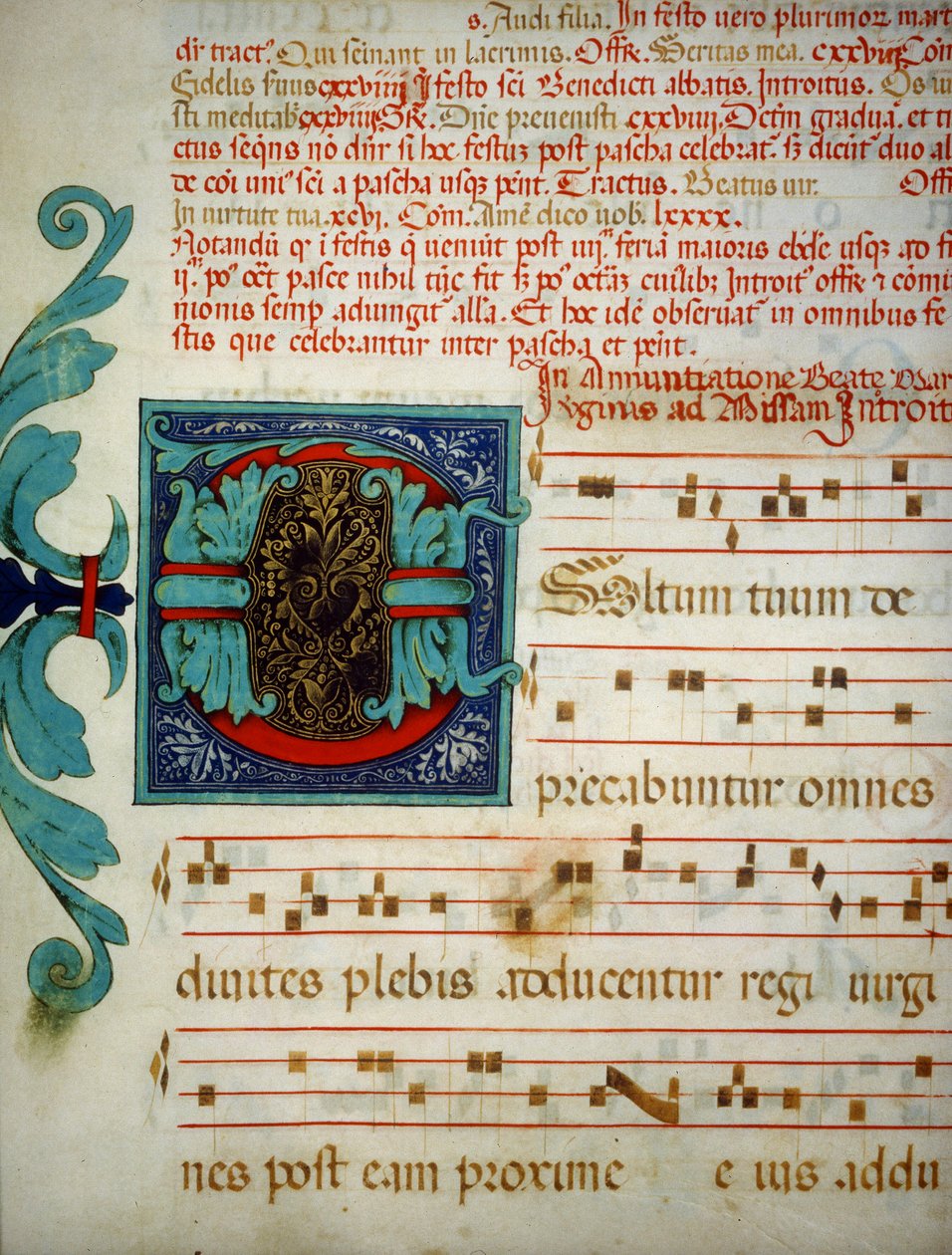 Seite mit einem Kodex gregorianischer Gesänge illuminiert von Unknown artist