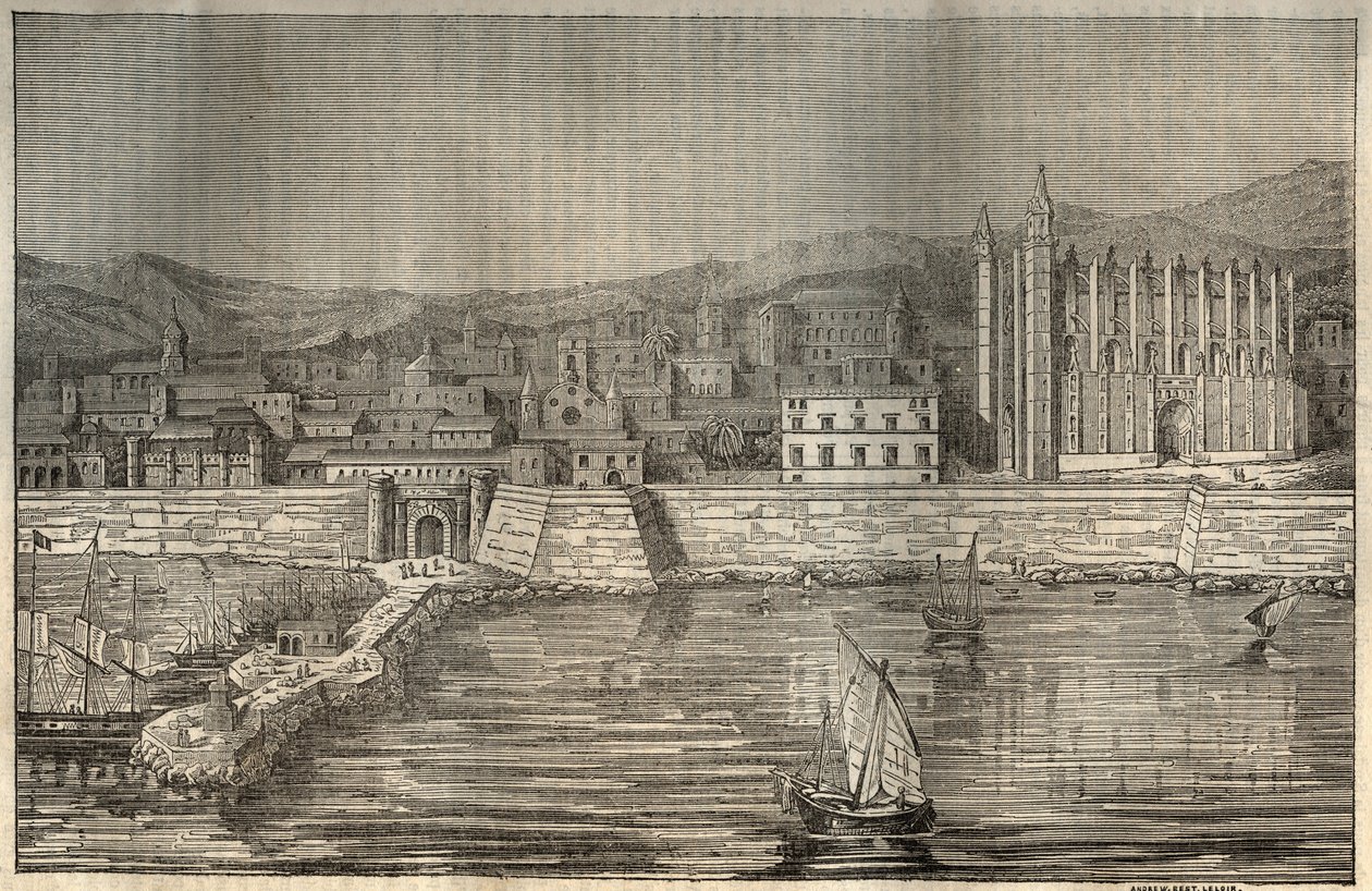 Palma de Mallorca, Balearen - Gravur 1837. von Unknown artist