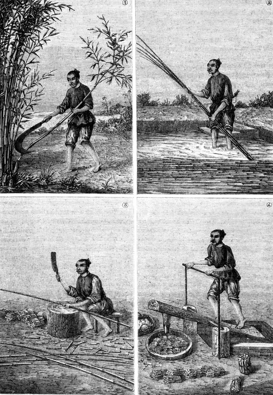 Papierherstellung in China in „Die Wunder der Industrie“ von Louis Figuier, Paris von Unknown artist