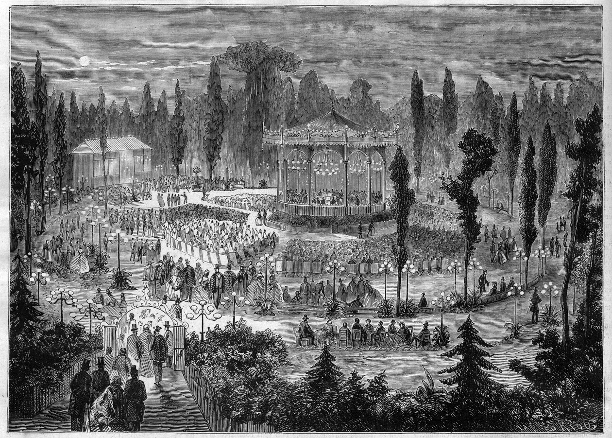 Paris VIII. Arrondissement - Avenue des Champs-Élysées - Konzerte im Jahr 1868 von Unknown artist
