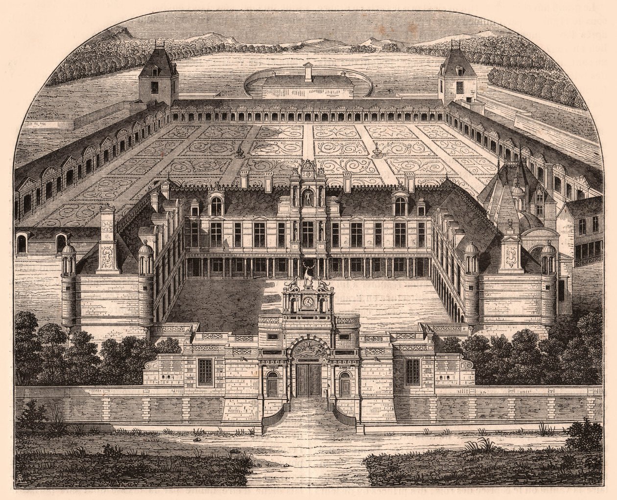 Perspektivische Ansicht des Château d