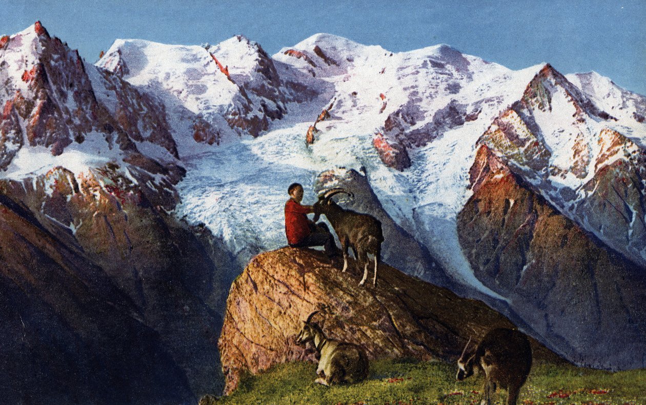 Planpraz, Blick auf den Mont Blanc, Chamonix von Unknown Artist