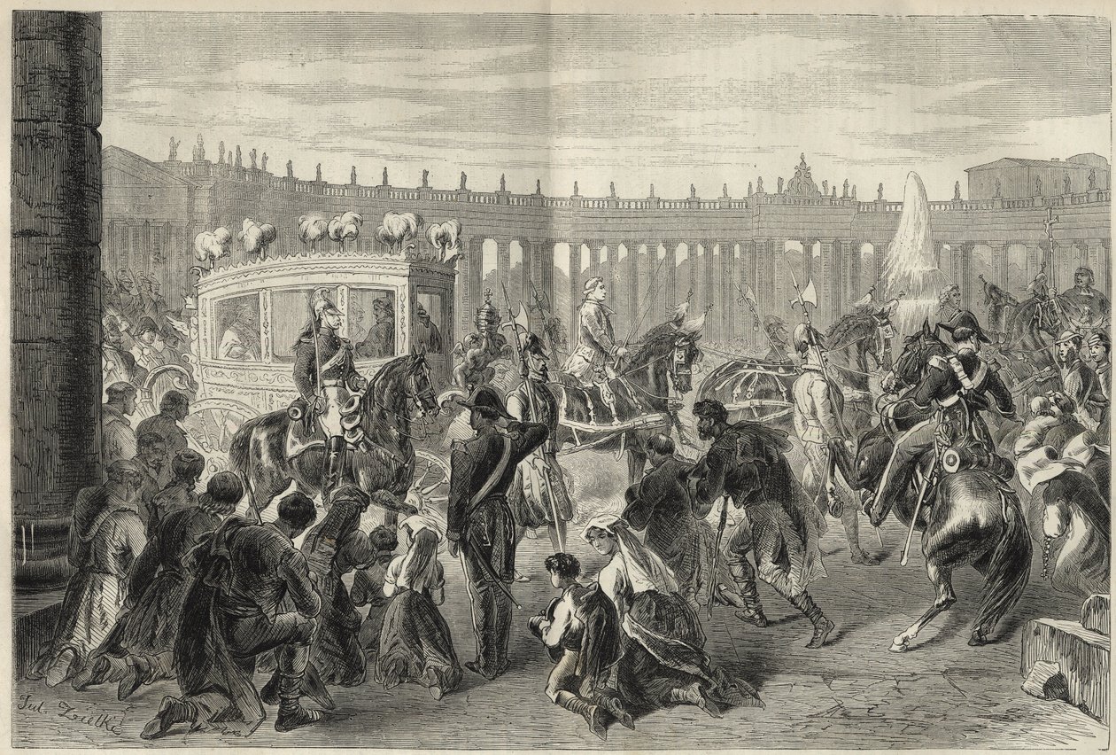 Papst Pius IX. geht zur Kirche Saint-Louis-des-Français anlässlich des Festes am 15. August 1869 von Unknown artist