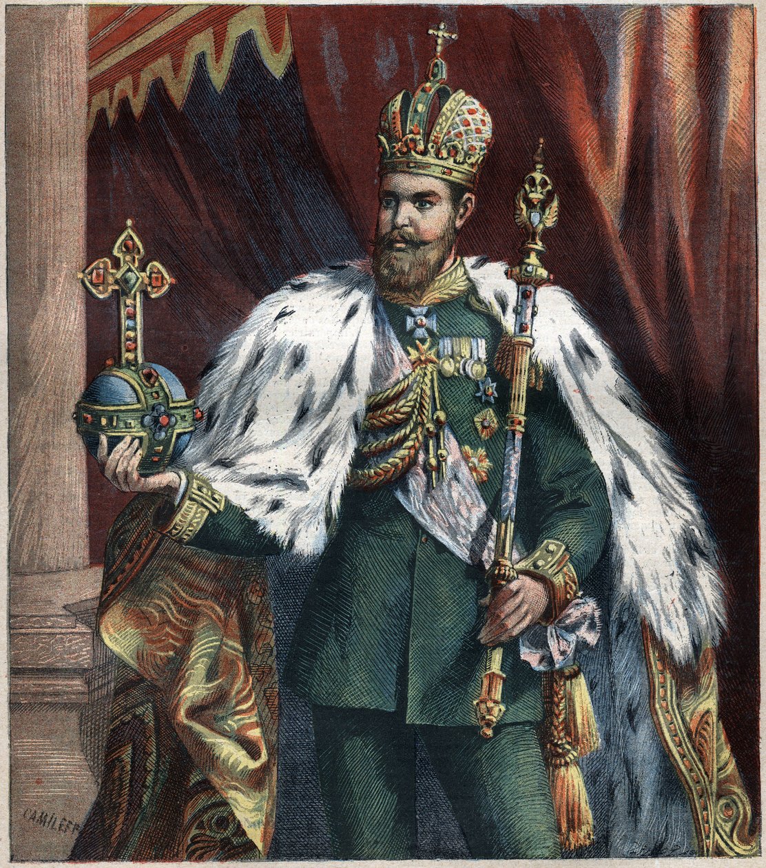 Ganzkörperporträt von Alexander III. (1845-1895), Kaiser von Russland. Gravur von 1892. von Unknown artist
