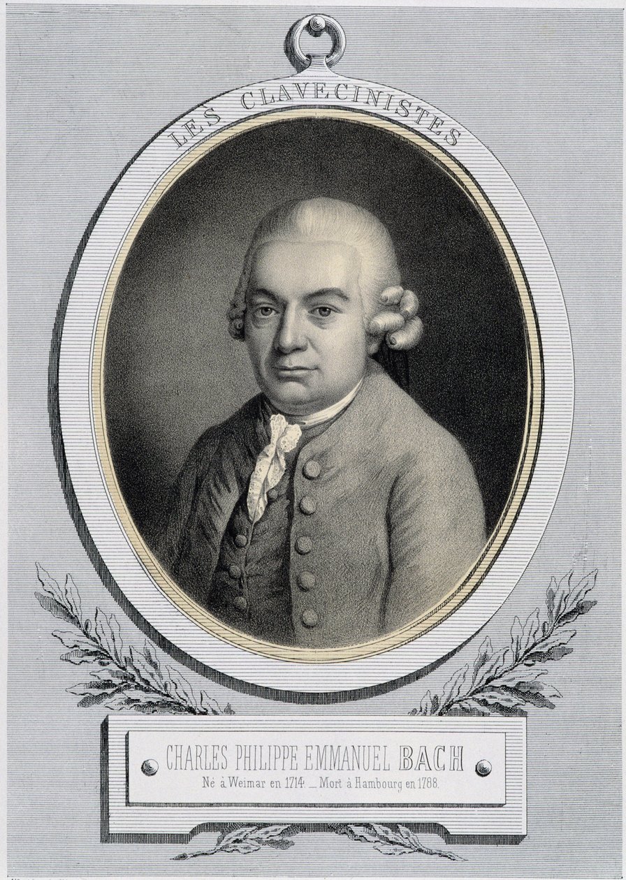 Porträt im Medaillon von Charles Philippe Emmanuel Bach (1714-1788), Sohn von Johann Sebastian Bach, n.d. 19. Jahrhundert von Unknown artist