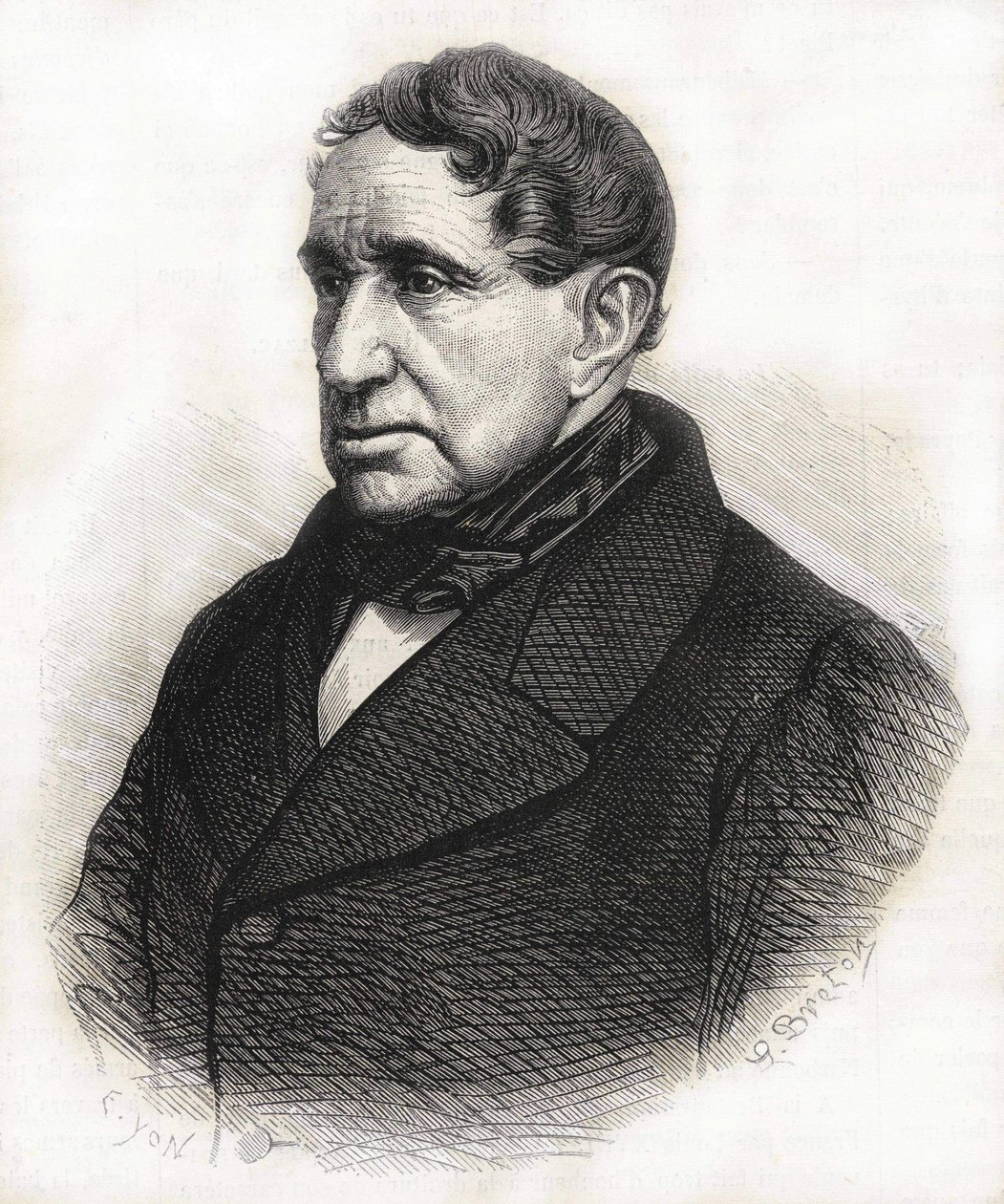 Porträt von Achille Léonce Victor Charles de Broglie (1785 - 1870), Herzog von Broglie. Gravur des 19. Jahrhunderts von Unknown artist