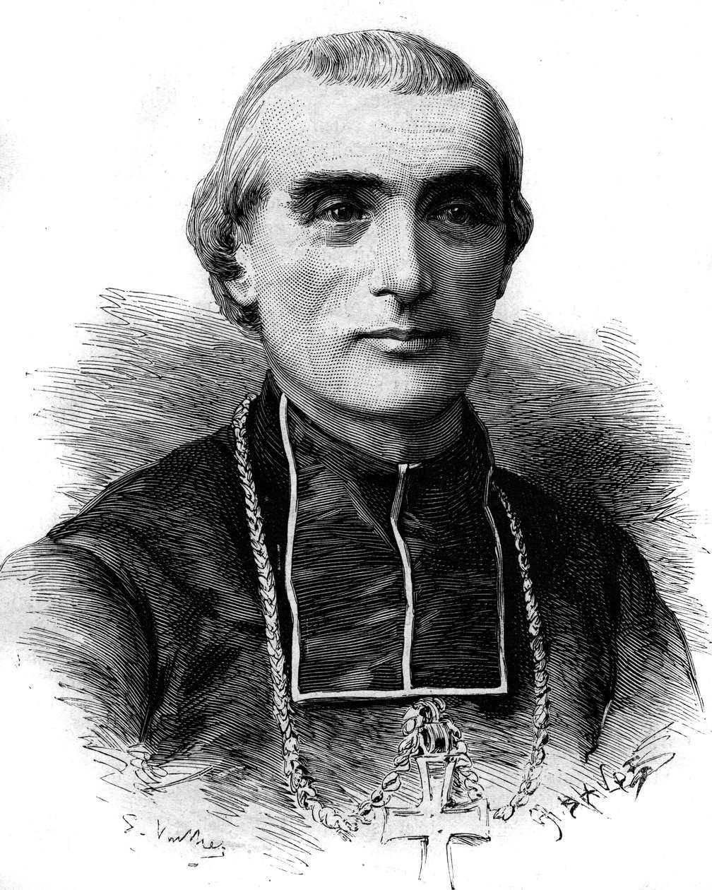 Porträt von Adolphe Perraud (1828-1906), französischer Kirchenmann und Akademiker. Gravur in „Le Monde Illustré“ Nr. 1316 vom 17. Juni 1882 von Unknown artist