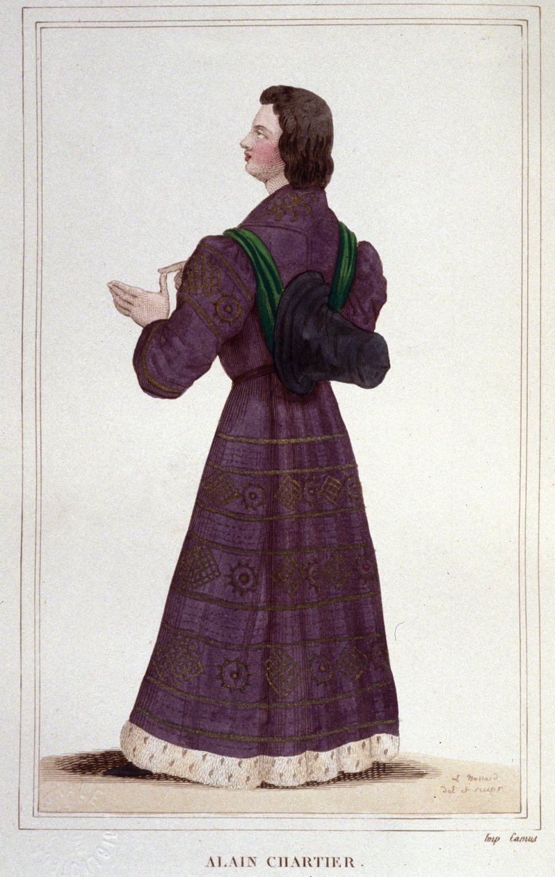Porträt von Alain Chartier. Französischer Diplomat und Schriftsteller (1385 bis 1433). Sekretär des zukünftigen Karl VII. Stich von 1830 von Unknown artist