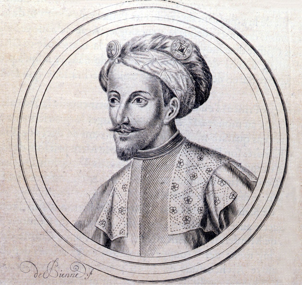 Porträt von Amadeus V. von Savoyen genannt Der Große (1249-1324) in „Genealogique Histoire de la royale maison de savoye“ von Samuel Guichenou, Lyon 1660. von Unknown artist