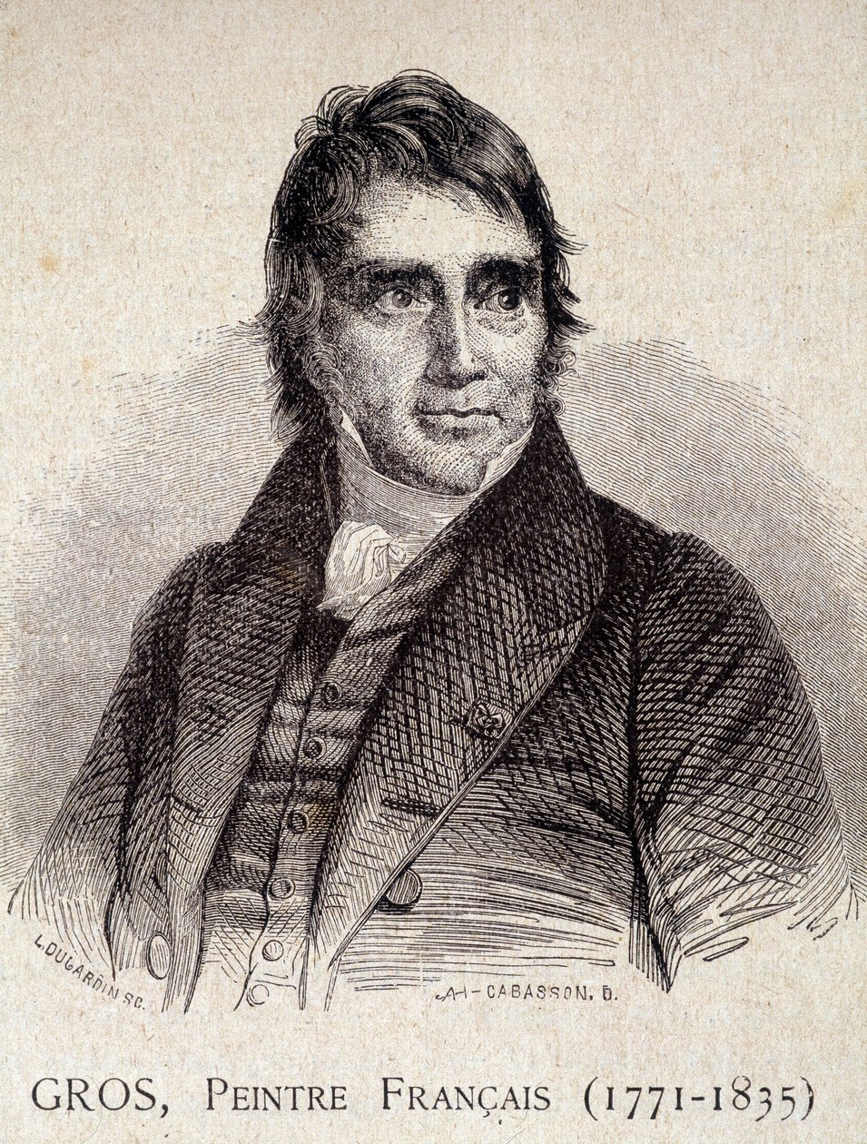 Porträt von Antoine Jean Gros, französischer Maler (1771-1835) - in „Les Contemporains“, n.d. Ende 19. Jahrhundert (Gravur) von Unknown artist