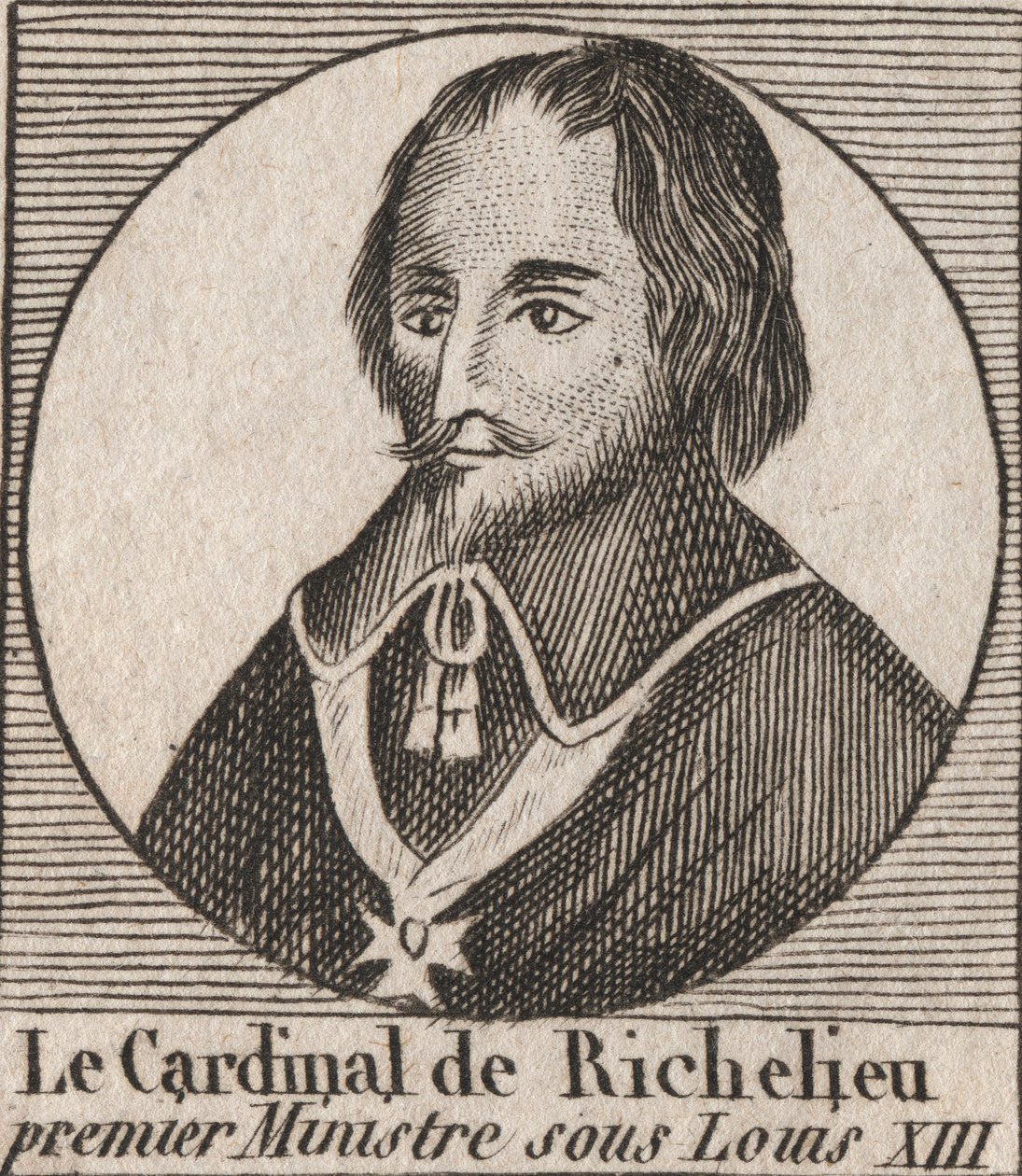 Porträt von Armand Jean du Plessis de Richelieu (1585-1642), Kardinal Herzog von Richelieu, Hauptminister von König Ludwig XIII. - Kardinal Richelieu, Hauptminister von König Ludwig XIII. von 1624 bis 1642 - Gravur aus „Unterricht über die Geschichte Frank von Unknown artist