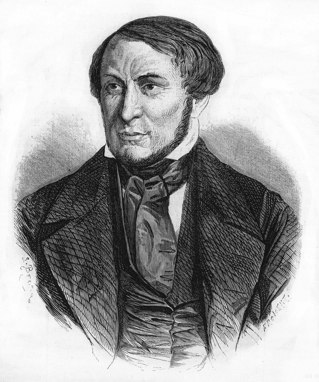 Porträt von Auguste Barbier (1805 - 1882), französischer Schriftsteller. Gravur von 1870 von Unknown artist