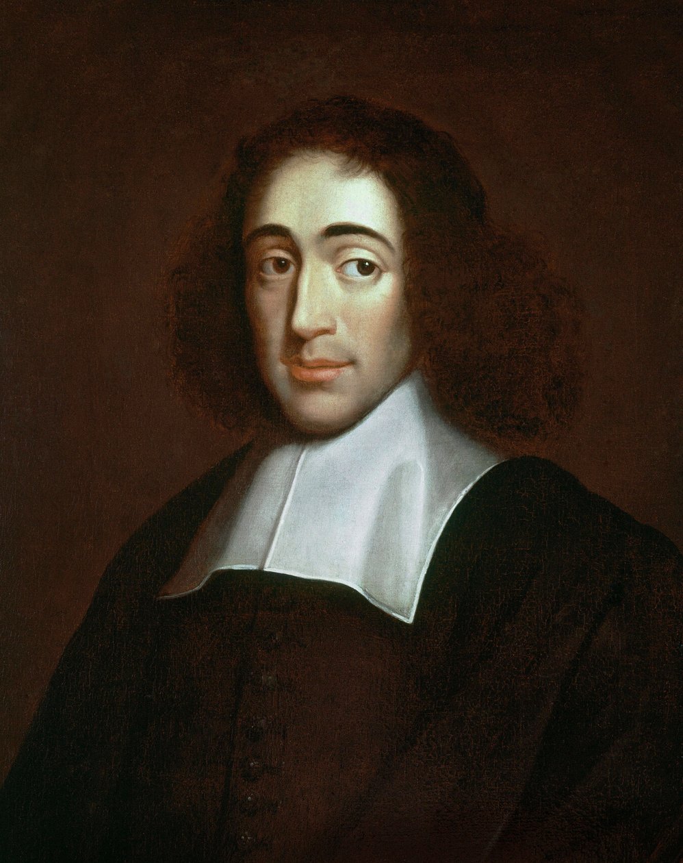 Porträt von Baruch Spinoza (1632-1677), niederländischer Philosoph, auch bekannt als Bento de Espinosa oder Benedictus de Spinoza - anonyme Malerei. Private Sammlung. von Unknown artist