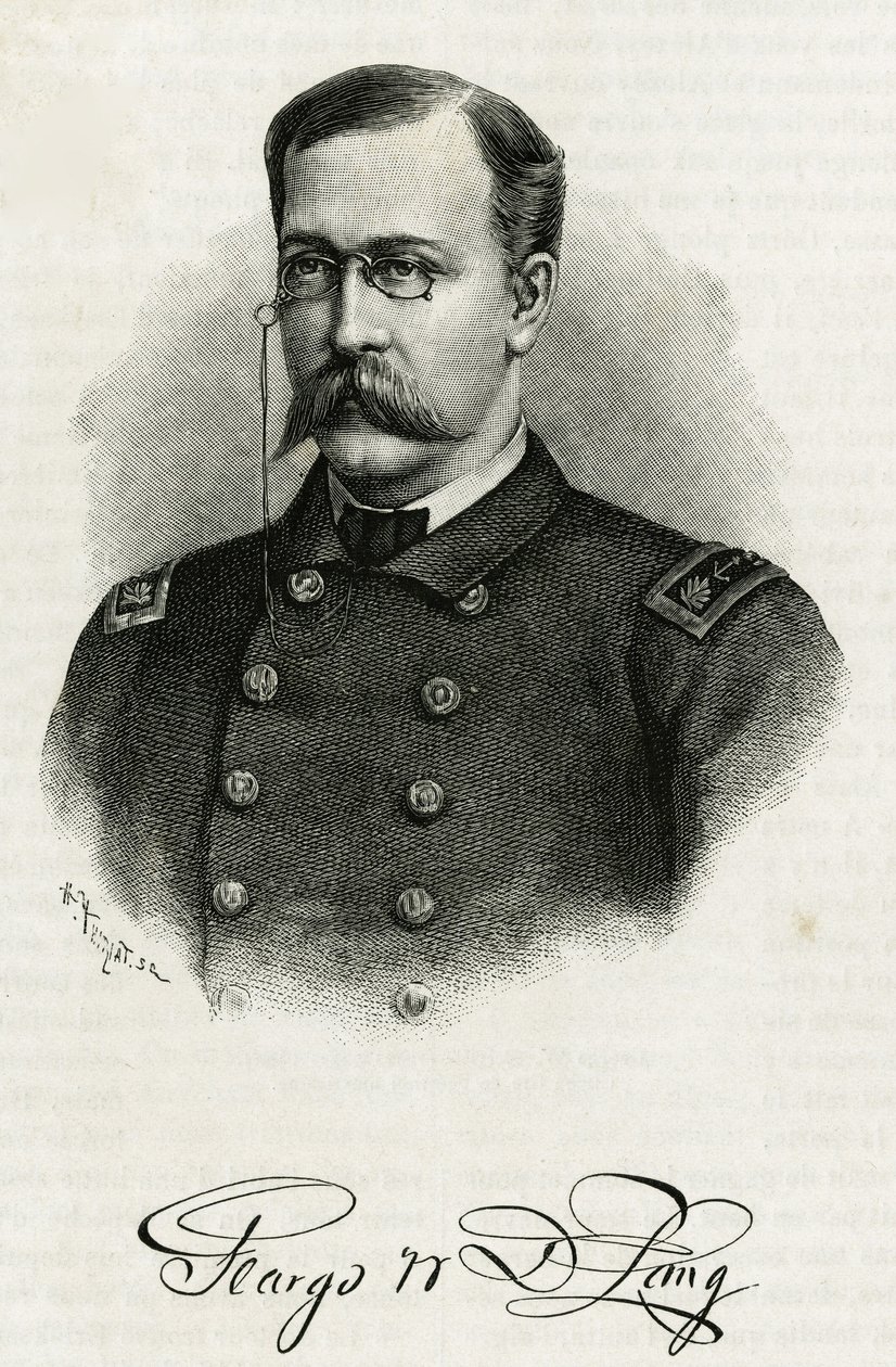 Porträt von Kapitän Georges Washington De Long (1844-1881) der Crew der La Jeannette, für die Mission zum Nordpol. Gravur zur Illustration von „Le voyage de la Jeannette“ von Unknown artist