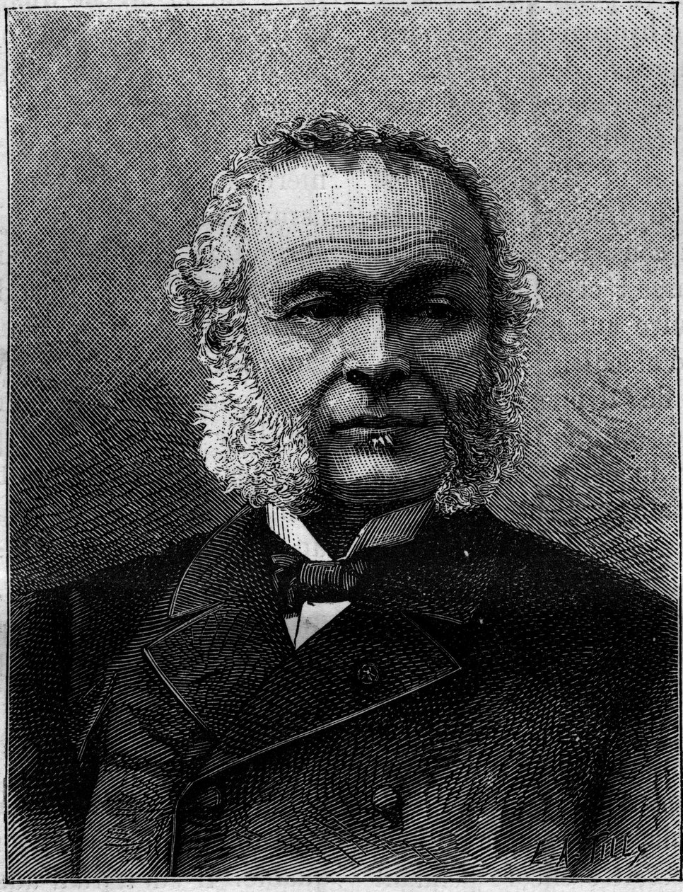 Porträt von Charles Adolphe Wurtz (1817-1884), französischer Chemiker und Lehrer. Gravur in „Nature. Revue des sciences et de ses applications aux arts et à l