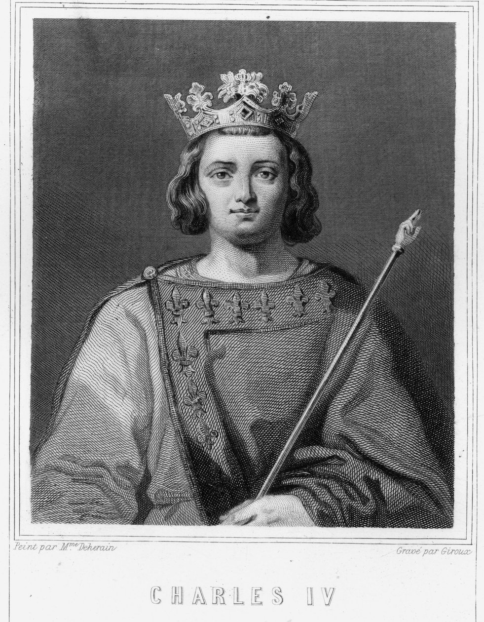 Porträt von Karl IV. der Schöne (1294 - 1328), König von Frankreich - in „Histoire des Français“ von Lavallée, Gravur, sd. von Unknown artist