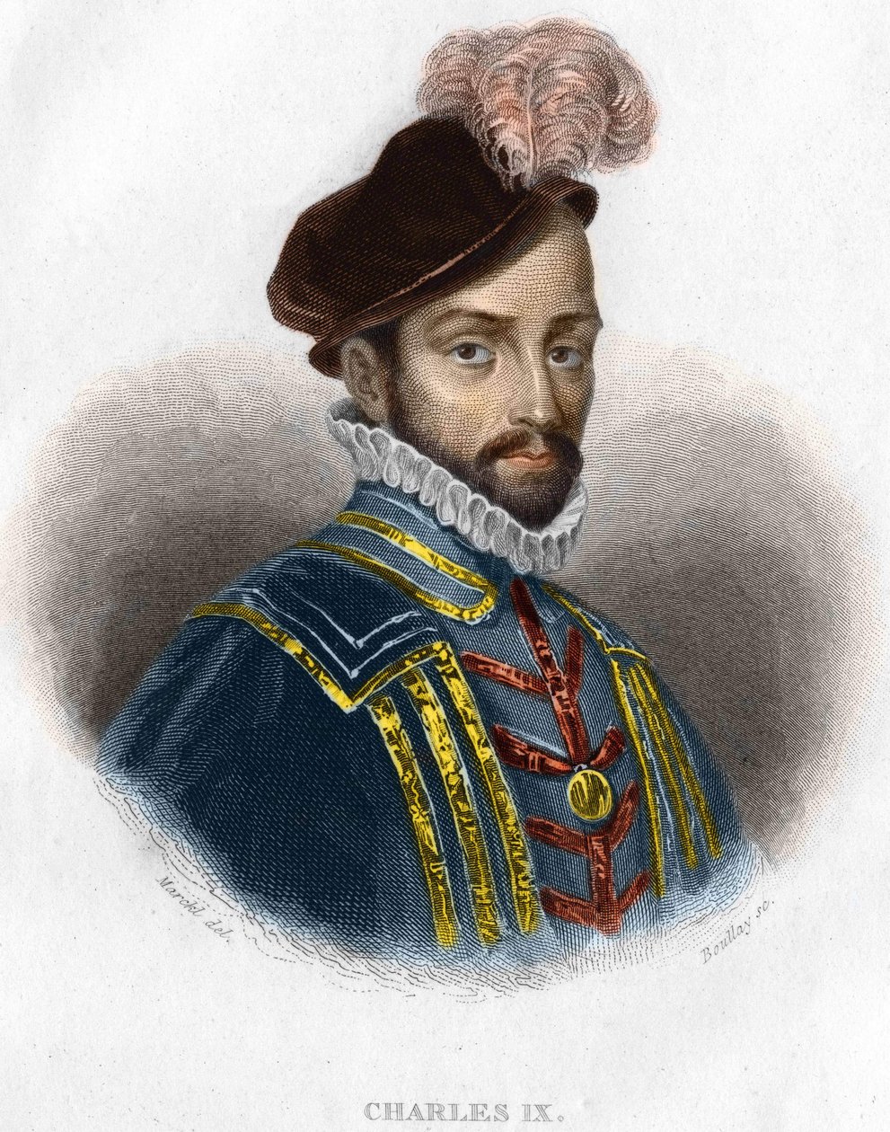 Porträt von Karl IX. (1550 - 1574), König von Frankreich. Gravur 19. Jahrhundert von Unknown artist