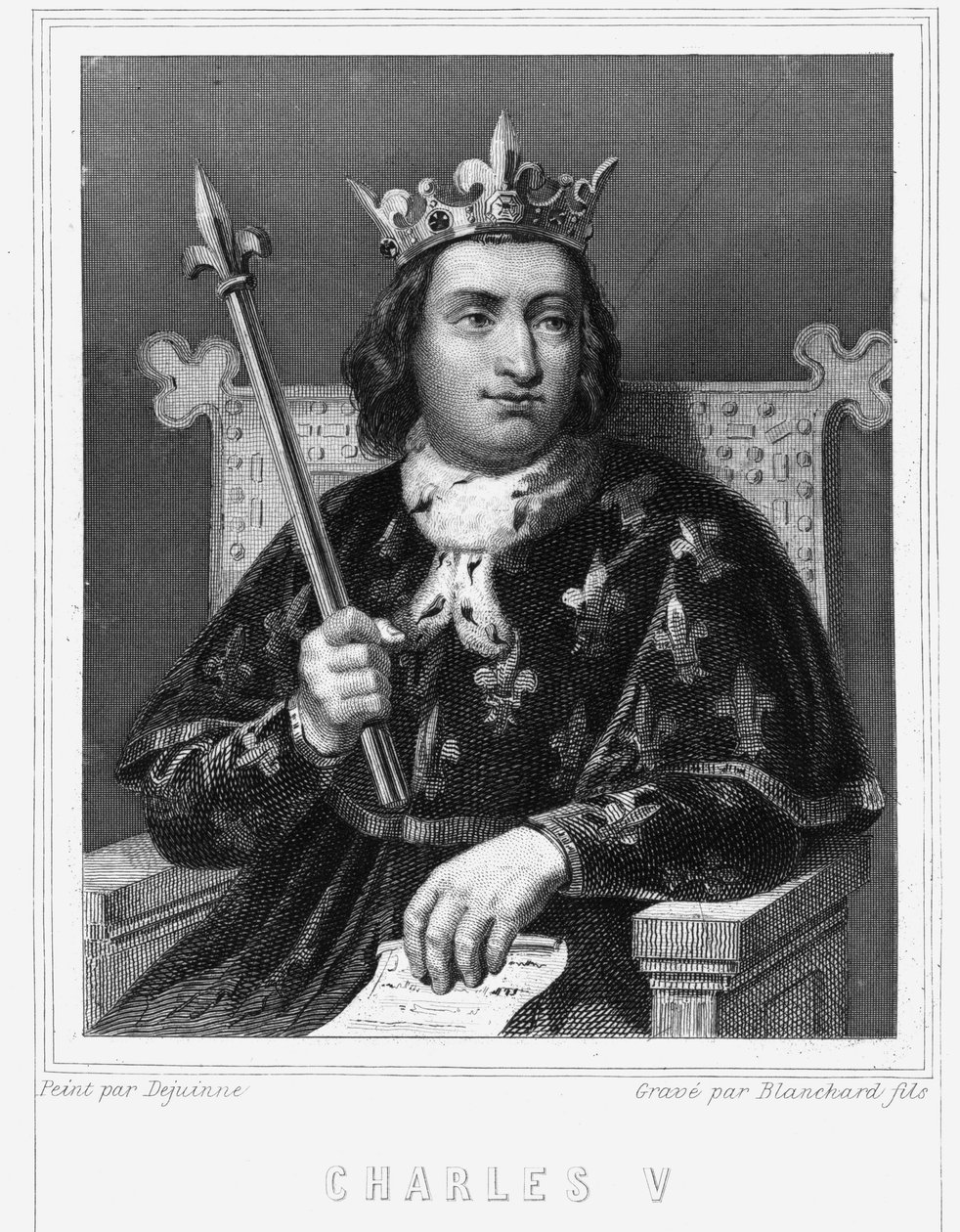 Porträt von Karl V der Weise (1338 - 1380), König von Frankreich - in „Histoire des Français“ von Lavallée, Gravur von Unknown artist