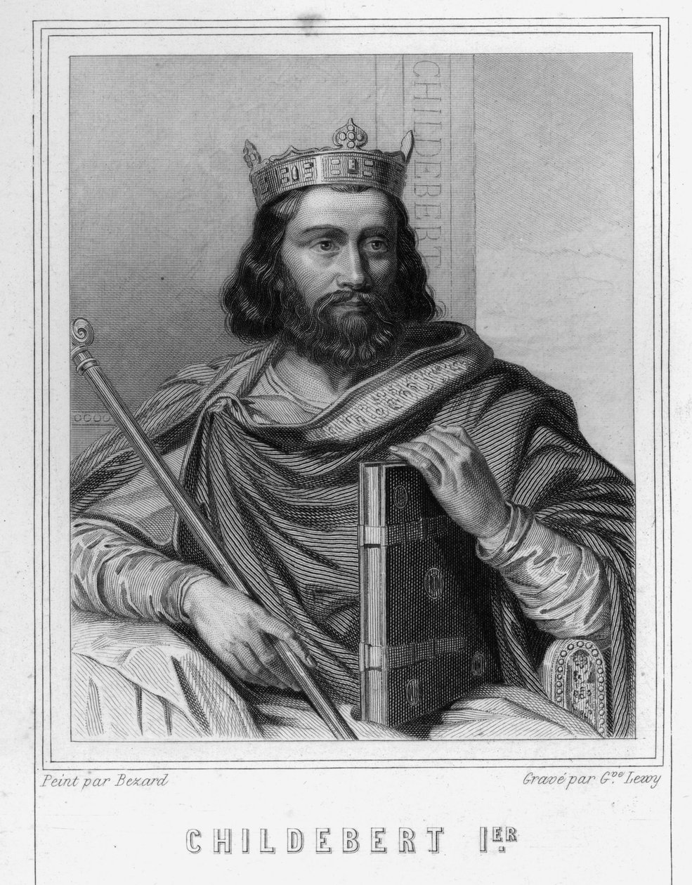 Porträt von Childebert I. (ca. 495-558), König von Paris - in „Histoire des Français“ von Lavallée, Gravur, undatiert. von Unknown artist