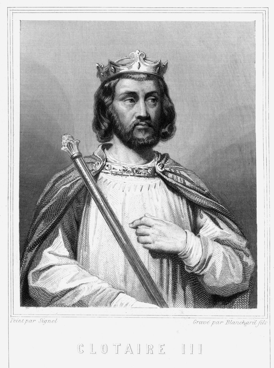 Porträt von Chlothar III (652 - 673), König von Neustrien und Burgund - in „Histoire des Français“ von Lavallée, Gravur, sd von Unknown artist