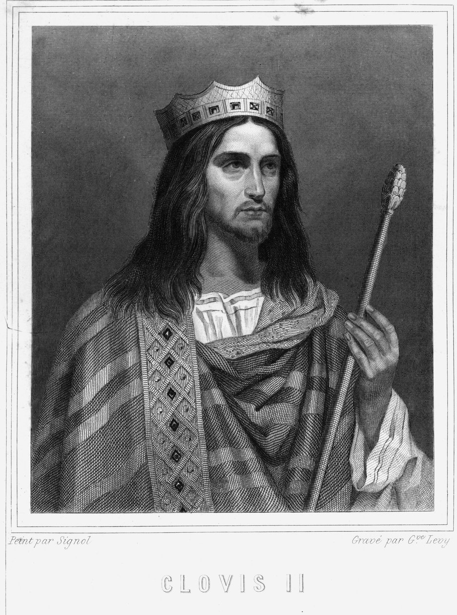 Porträt von Chlodwig II. (? - 657), König von Neustrien, Burgund und Austrasien - in „Histoire des Français“ von Lavallée, Gravur, undatiert. von Unknown artist